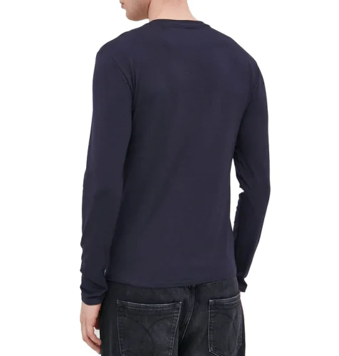 Pánské triko dlouhý rukáv Guess modré kulatý výstřih - Velikost: XL
