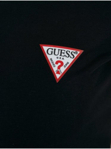 Dámské tričko Guess černé výstřih do V - Velikost: M