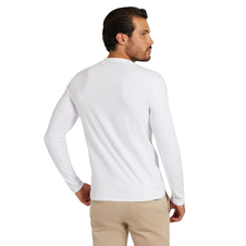 Pánské triko dlouhý rukáv Guess bílé kulatý výstřih - Velikost: L